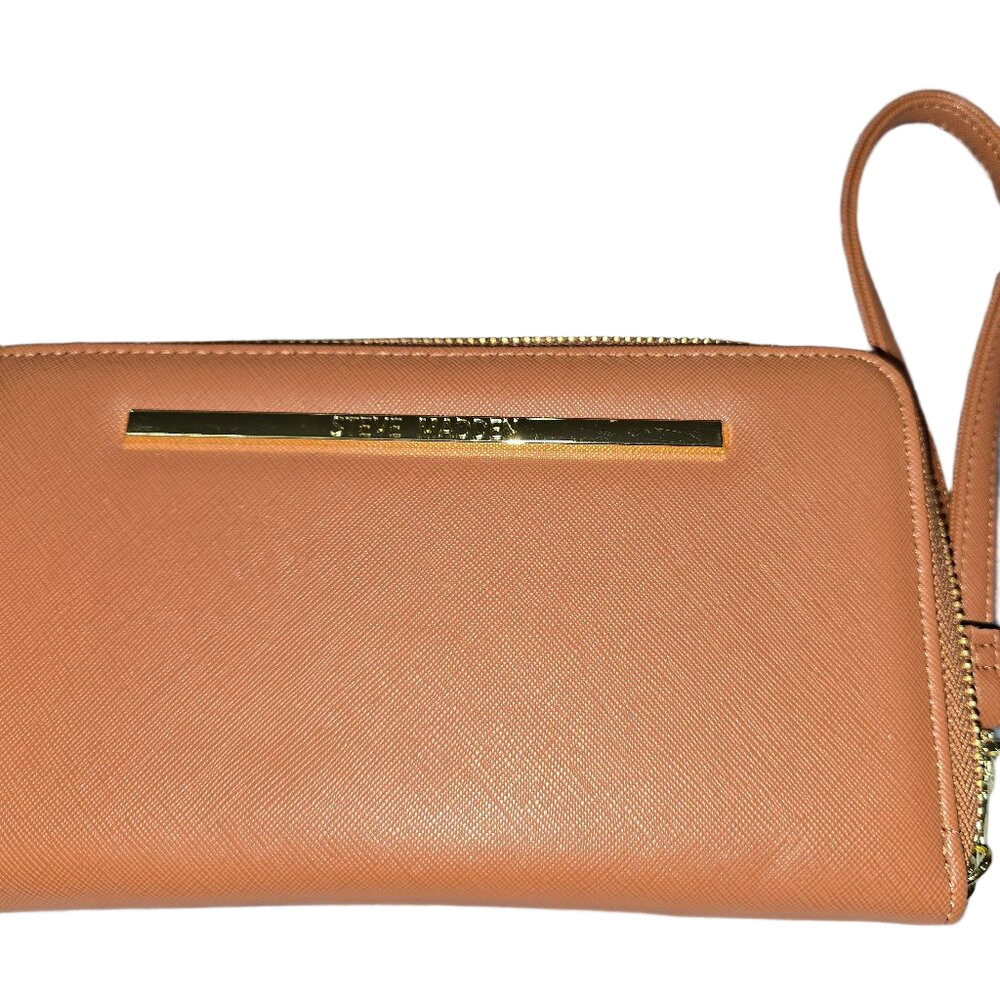 Steve Madden Brown Leather Handbag Clutch Wallet Purse